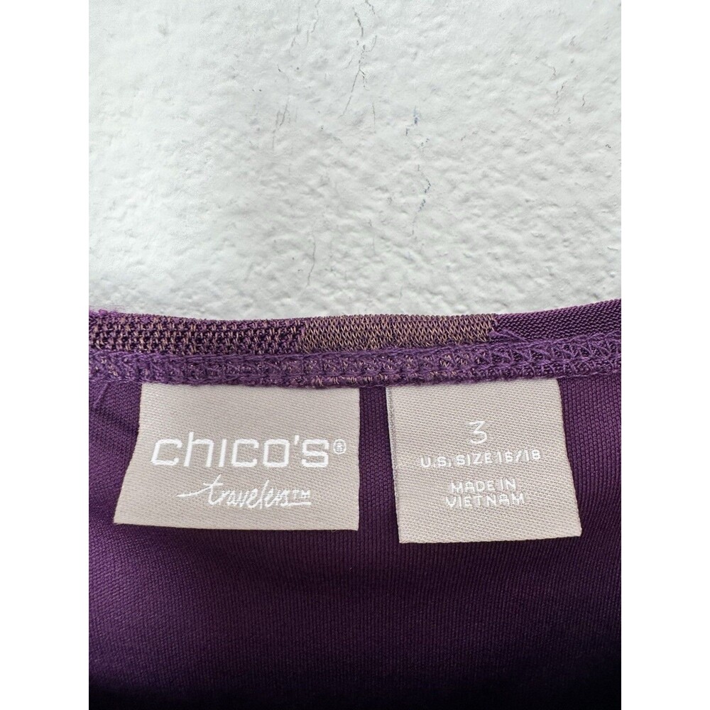 Chico's Traveler's 3 Women's Purple Shimmer Tank Top Shell Geometric  Zig Zag XL - Picture 4 of 9
